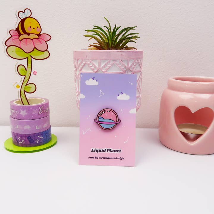 RebelJones - Wholesale Lapel Pin/Button - Liquid Planet, Mini Pin