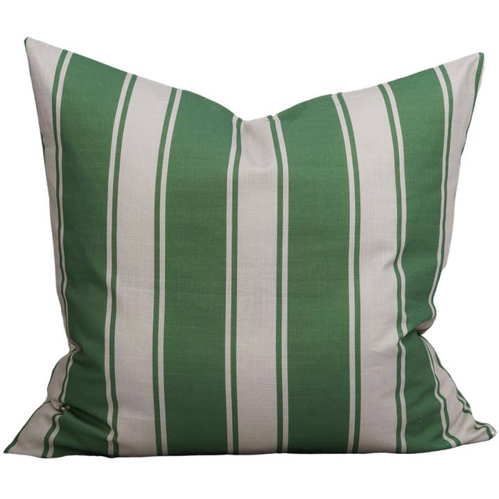 Riviera Stripes Pillow in Hunter Green and Fog for wholesale by Post House