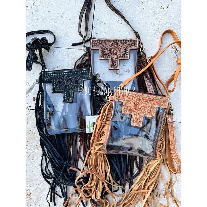 Boho Ranch Shop - Wholesale Crossbody Bag - Women's - SHAYNE SMALL - Hand Tooled Clear Crossbody Concert bag1