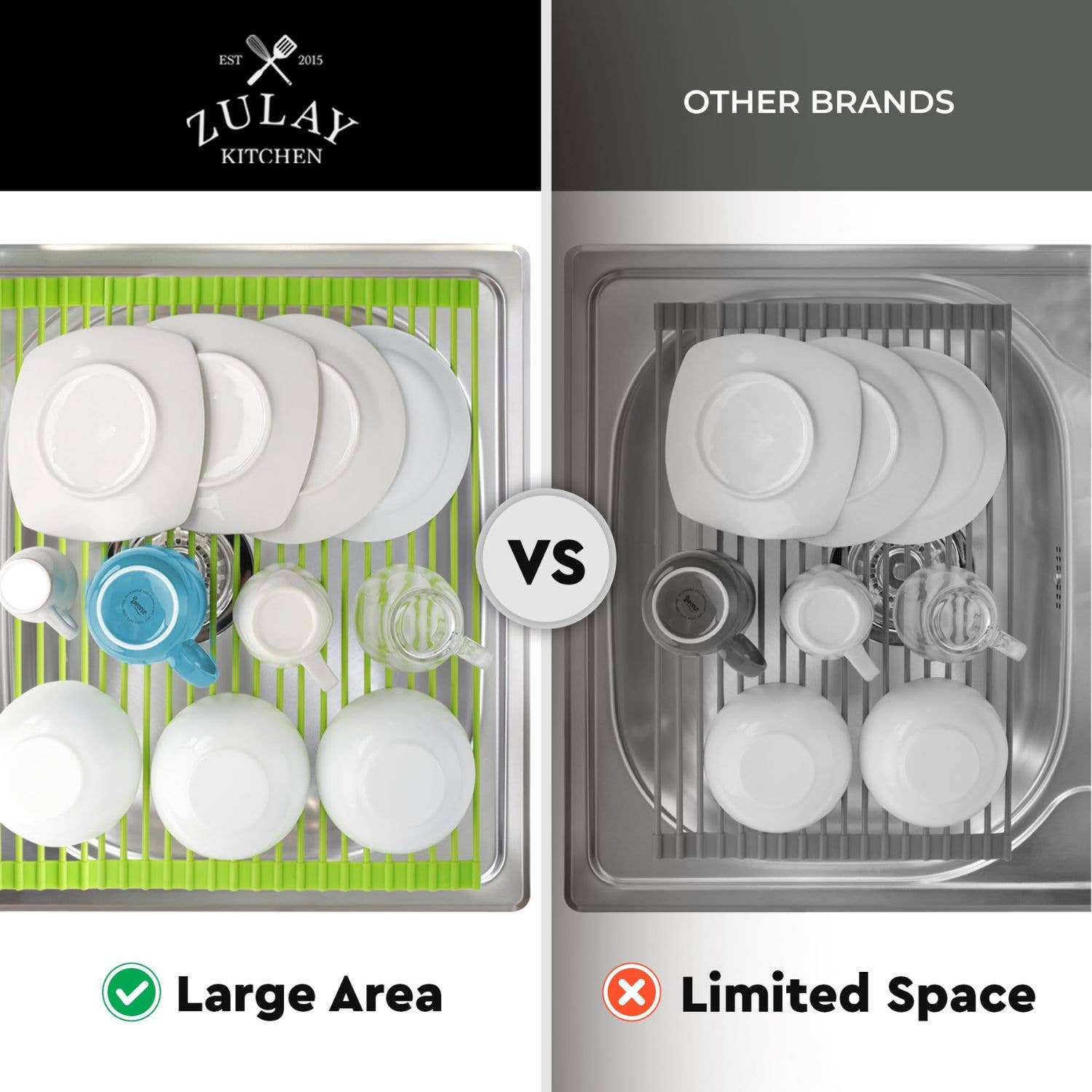 Zulay Kitchen – Engroshandel Tørremåtte/række til tørring af opvask – Multifunktionelt rullemadras til vask og grydelap8