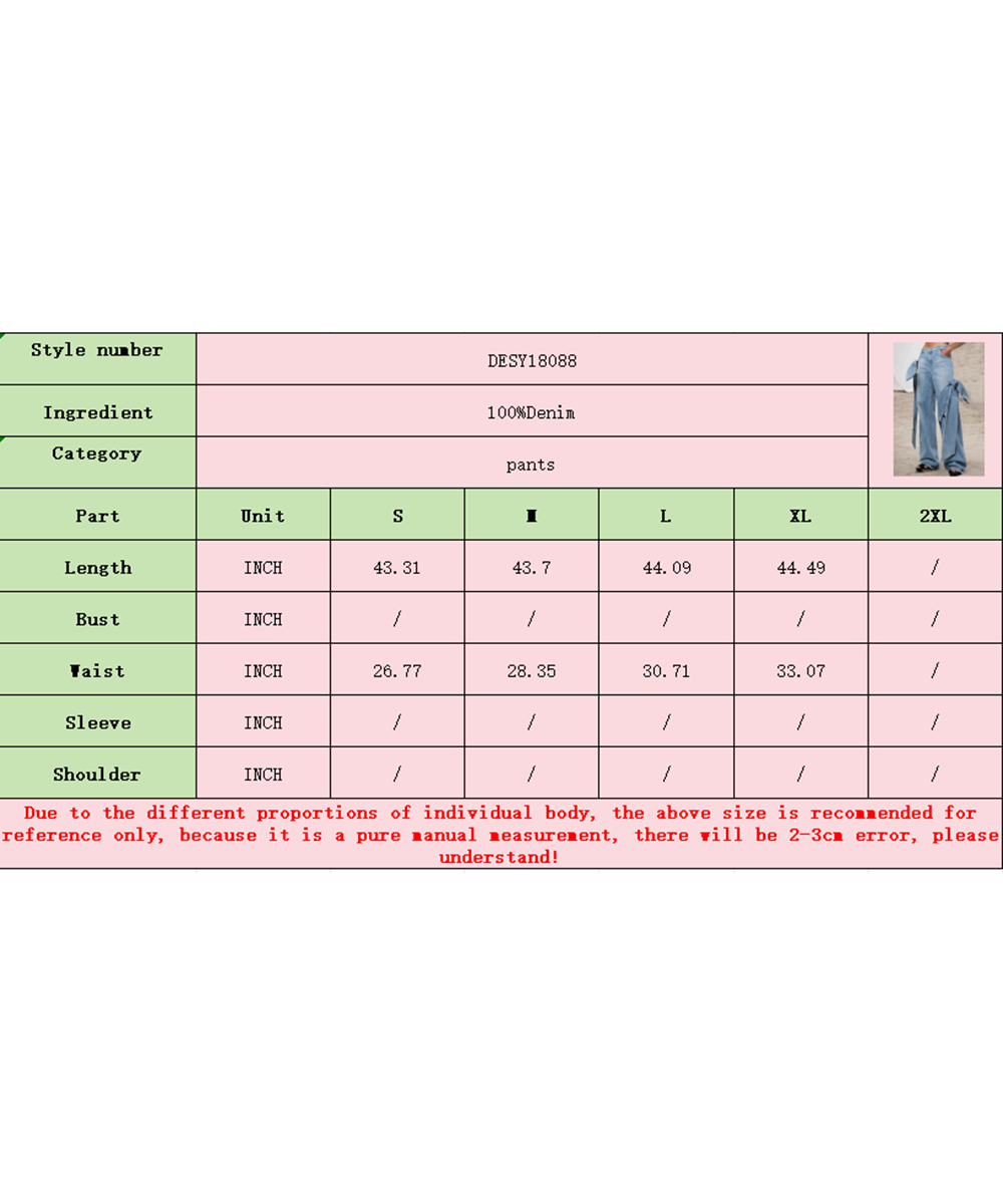 Blue Patchwork Bow Detail Wide Leg Jeans for wholesale on Faire5