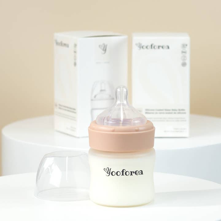 YOOFOREA - Wholesale Baby Bottle - Silicone Coated Glass Baby Bottle (3oz-Honey)