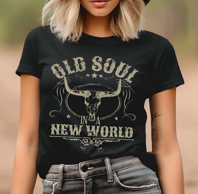 Ashton Grove Ltd Co - Wholesale Screen Printed T-Shirt - Women's - Old Soul In A New World Oliver Tee or Sweatshirt0