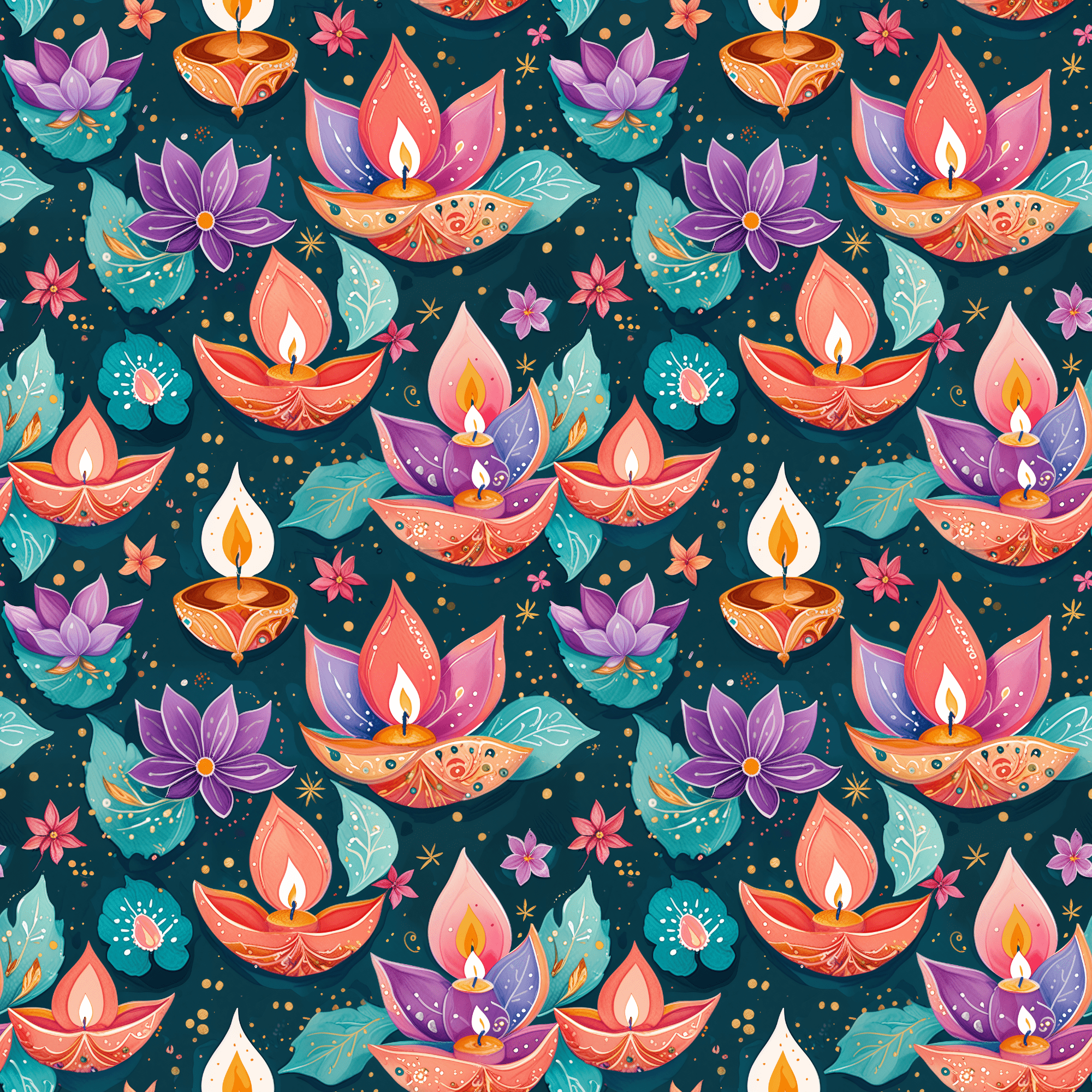 Lokipawz - Wholesale Flat Wrap - Diwali Aqua Festival Wrapping Papers15