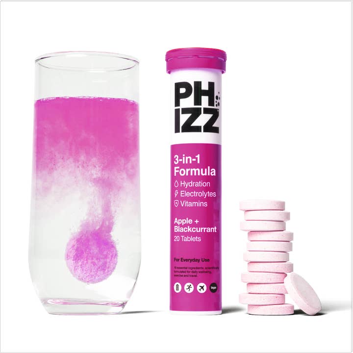 Phizz - Vente Supplément oral/vitamine - Phizz 20 comprimés effervescents 3 en 1 - Pomme et cassis