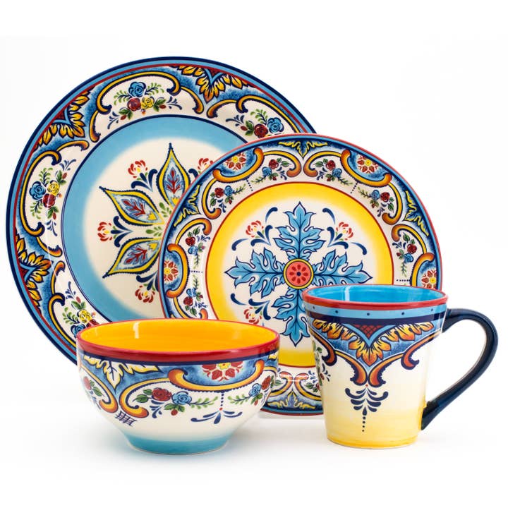 Euro Ceramica | ClayBarnHome - Wholesale Dinnerware Set - Zanzibar 16 Piece Stoneware Dinnerware Set, Service for 4