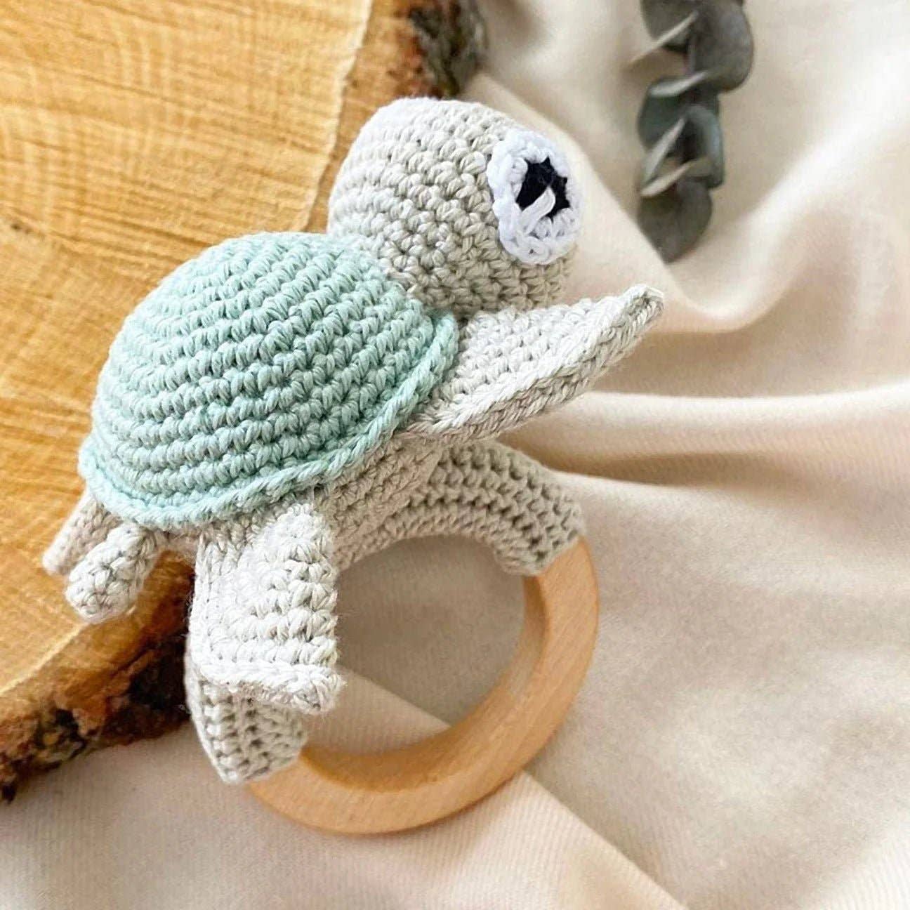 Joy Gift London - Wholesale Toy Set - Kids - Handmade Crochet Cute Turtle Toy Gift Set (4pc) - Personalised Dummy Clip, Pram Toy Clip3