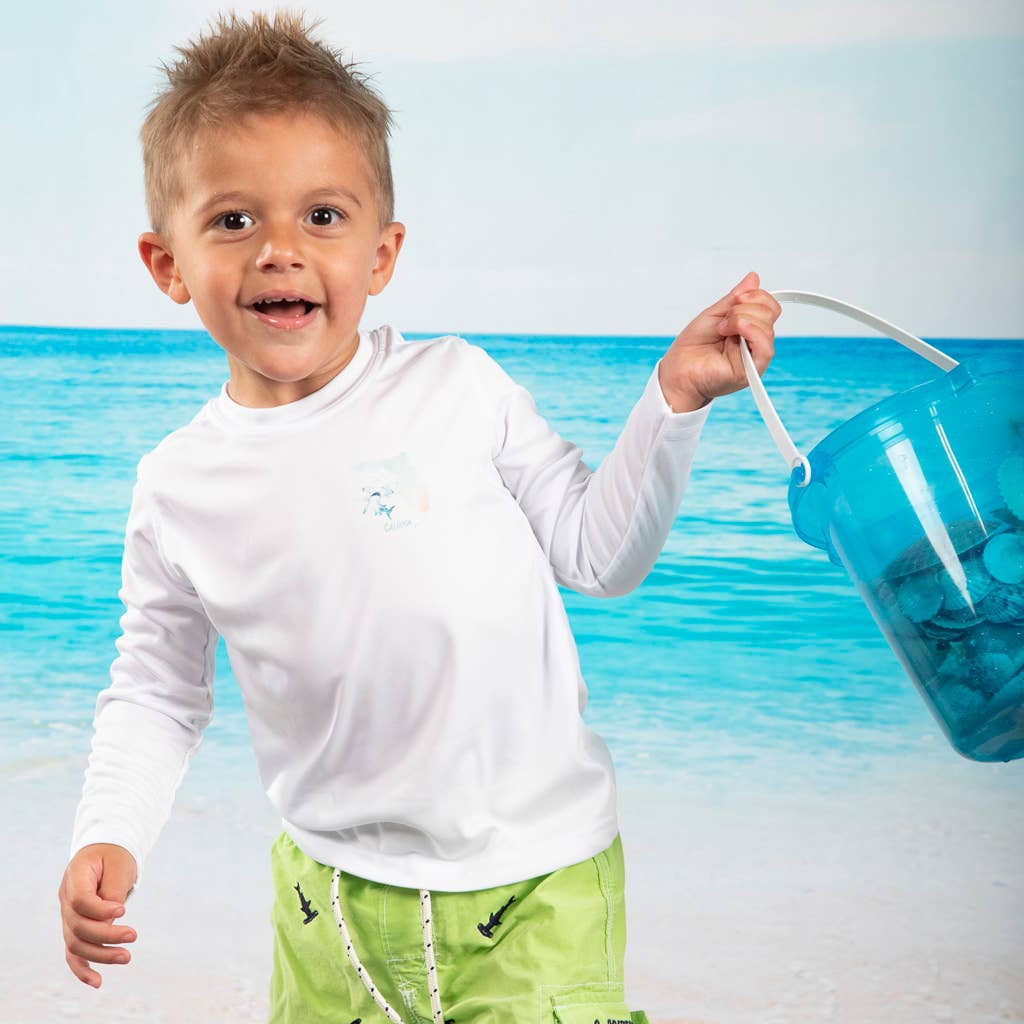 Blanc Chemise Caloosa « Florida Shark » UPF 50 ultra confortable pour enfants en vente sur Faire2