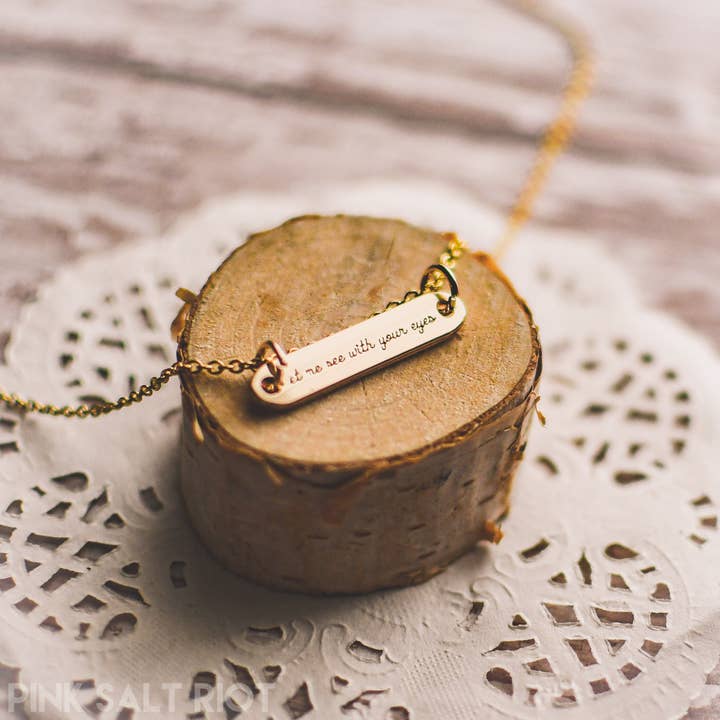 Pink Salt Riot - Wholesale Pendant/Charm Necklace - Love with God’s Heart Gold Bar Necklace