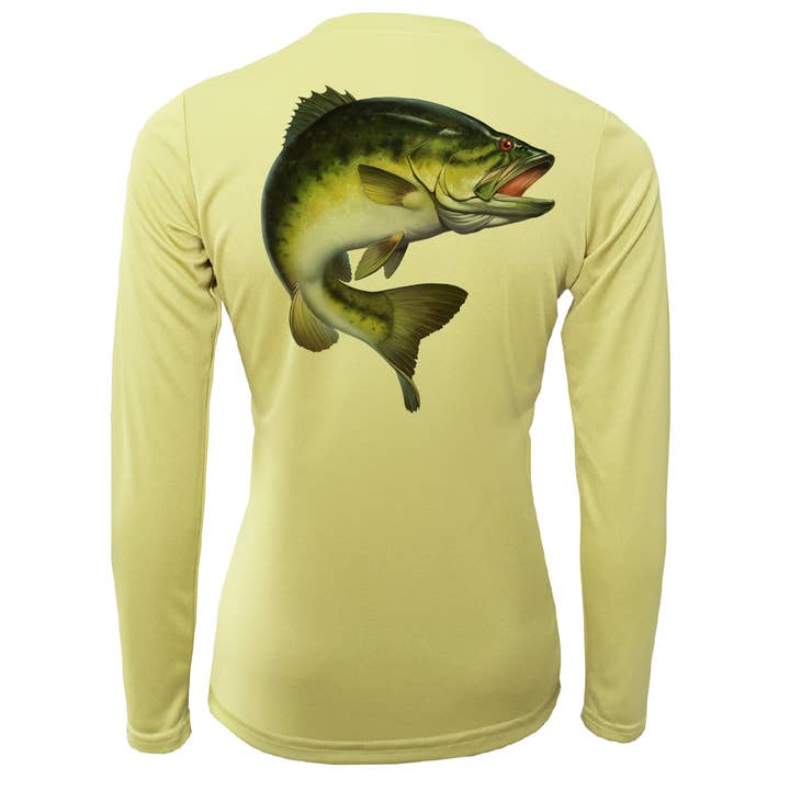 Camisa Michigan Freshwater Born Largemouth Bass Feminina de Manga Comprida UPF 50+ com ajuste seco por atacado de Saltwater Born