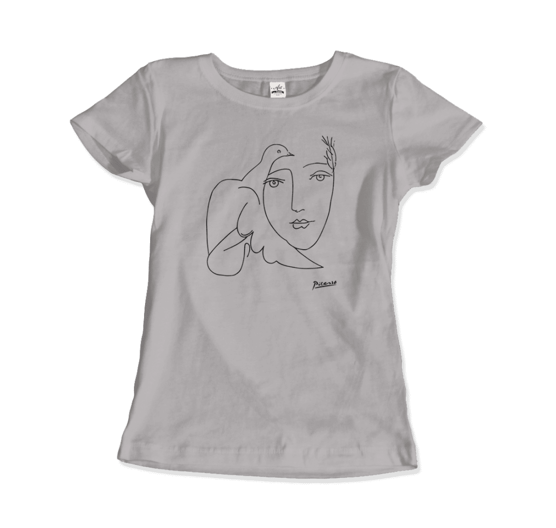Art-O-Rama Shop – wholesale T-shirts med screentryck – Unisex – Pablo Picasso Peace (duva och ansikte) konstverk T-shirt10