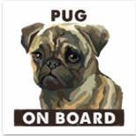 Autocollant en vinyle 4 po Pug On Board pour la vente par Wunuvakind