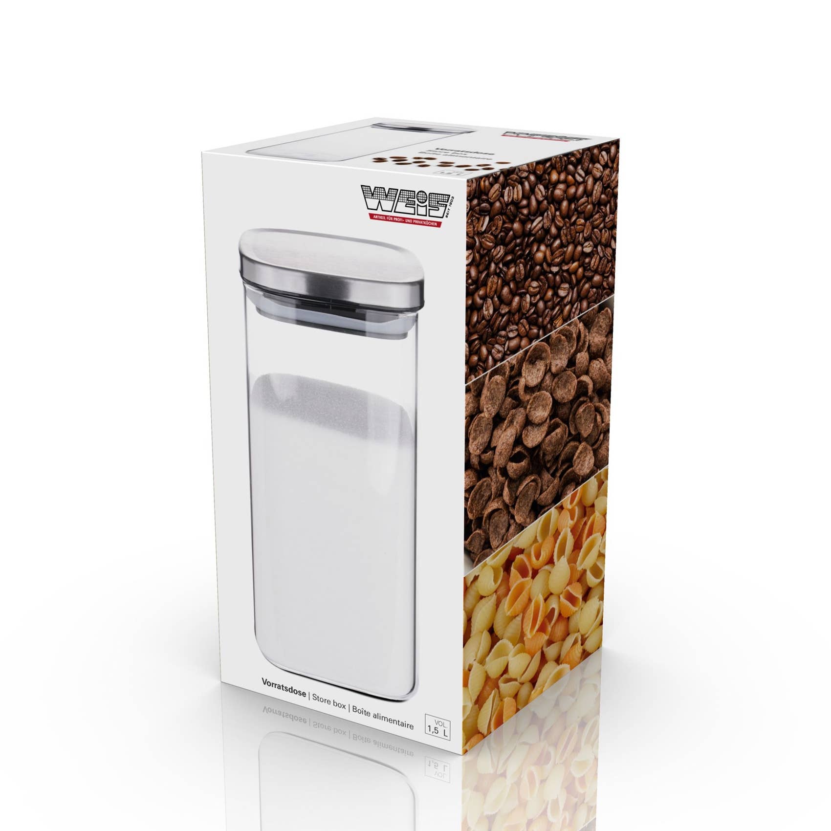 Karl Weis - Wholesale Food Storage Container - Rectangular Storage Jar Made of Borosilicate Glass 1500ml1