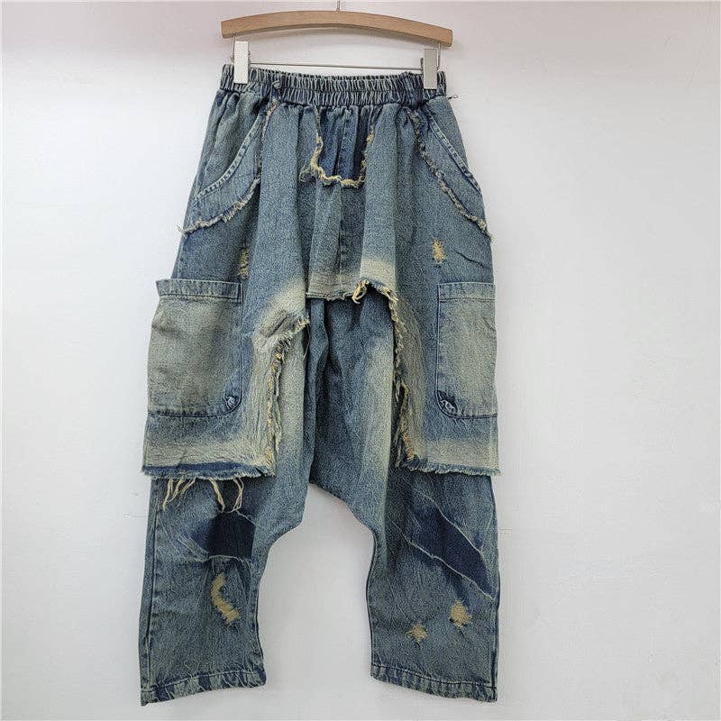 Sanyao Fashion - Venta al por mayor Vaqueros - Mujer - Jeans Hip-Hop Patchwork Desgastados M173 – Estilo Callejero Ajustado0