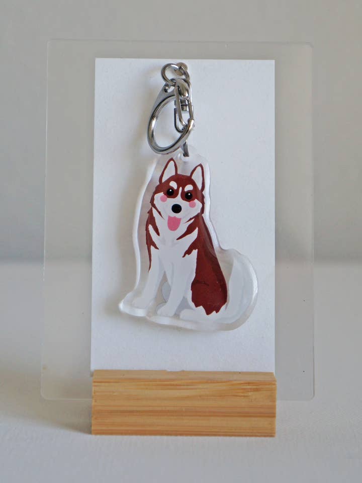 Porte-clés en époxy Husky pour la vente par kiwi & WILLOW