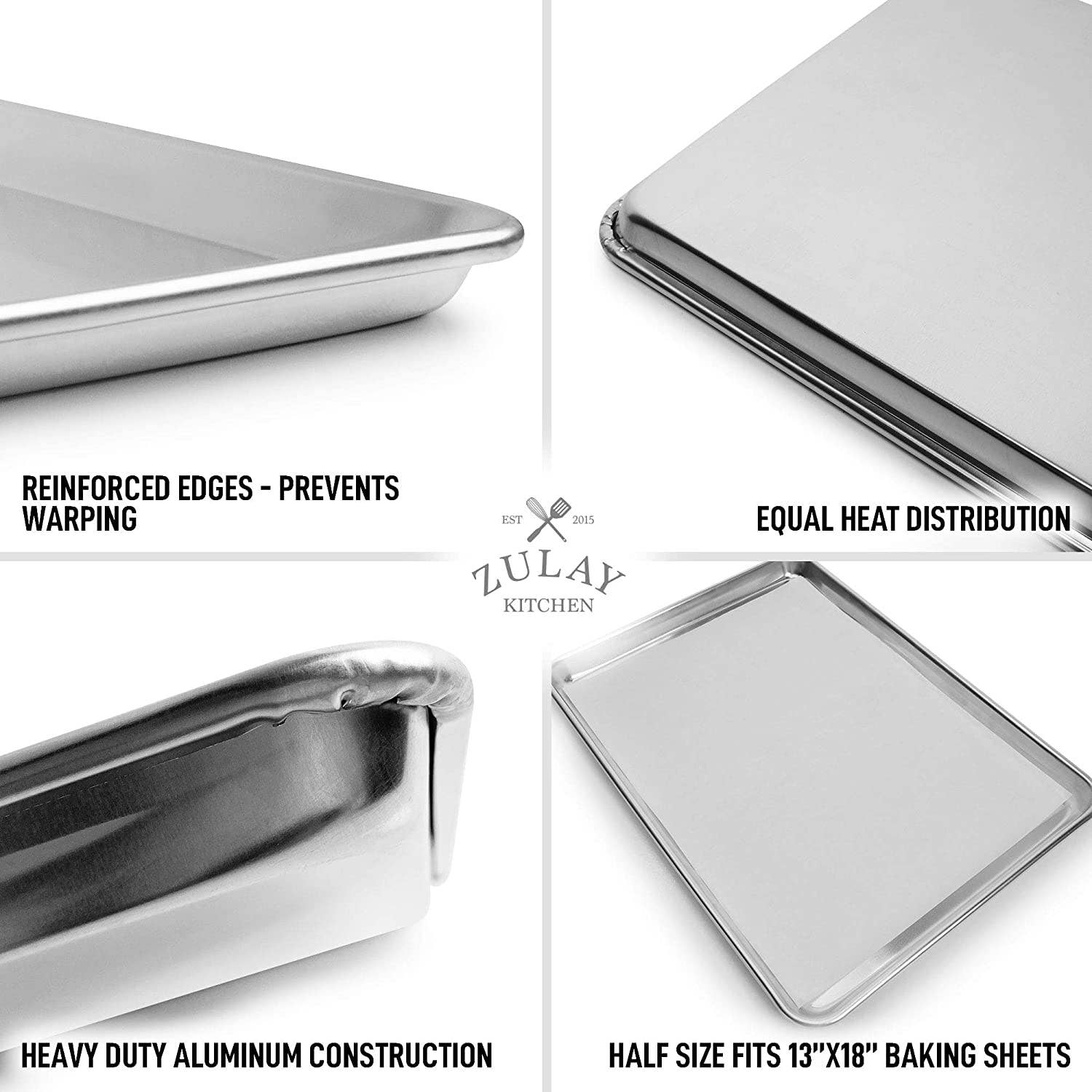 Zulay Kitchen - Wholesale Baking Sheet/Mat - Aluminum Baking Pan - Half Sheet (13" x 18")4