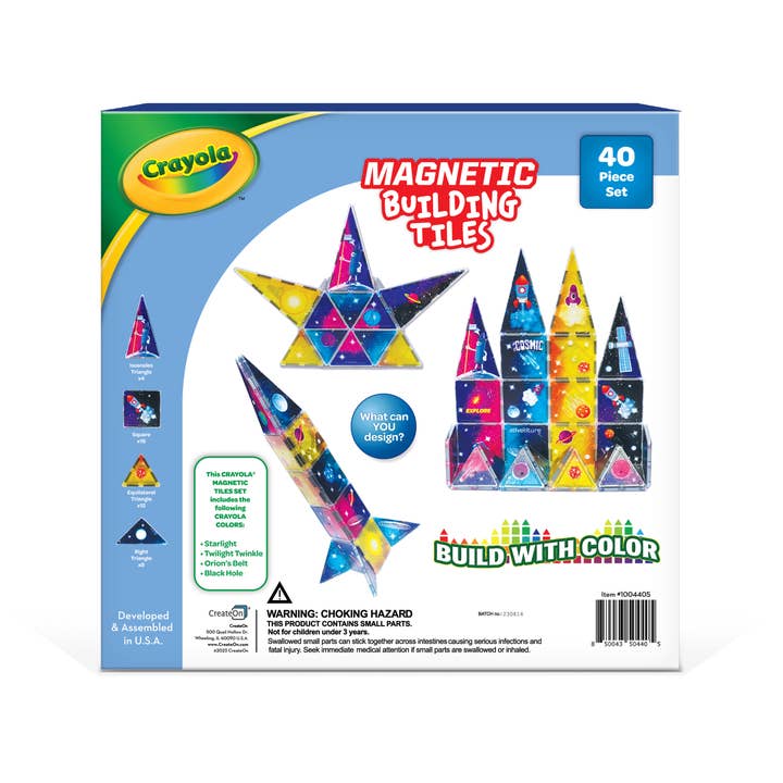 CreateOn - Wholesale Building Set - Kids - Crayola Cosmic Magnetic Tiles 40-Piece Set