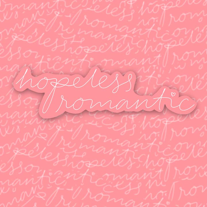 Hopeless Romantic Matte Vinyl Sticker for wholesale by Paper Rings Press