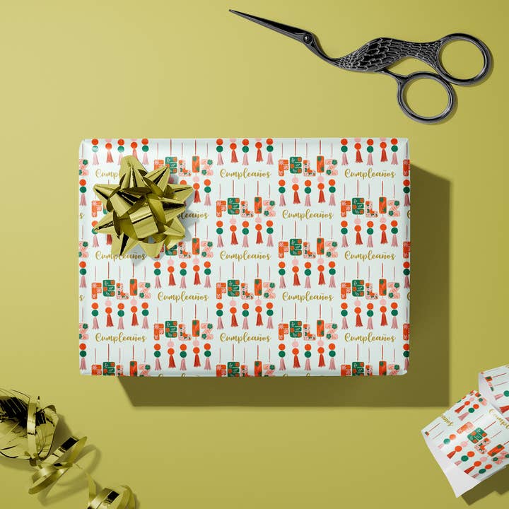 Lucy Loves Paper - Wholesale Wrapping Paper Roll - Feliz CumpleaƱos | 7ft Continuous Roll Wrapping Paper3