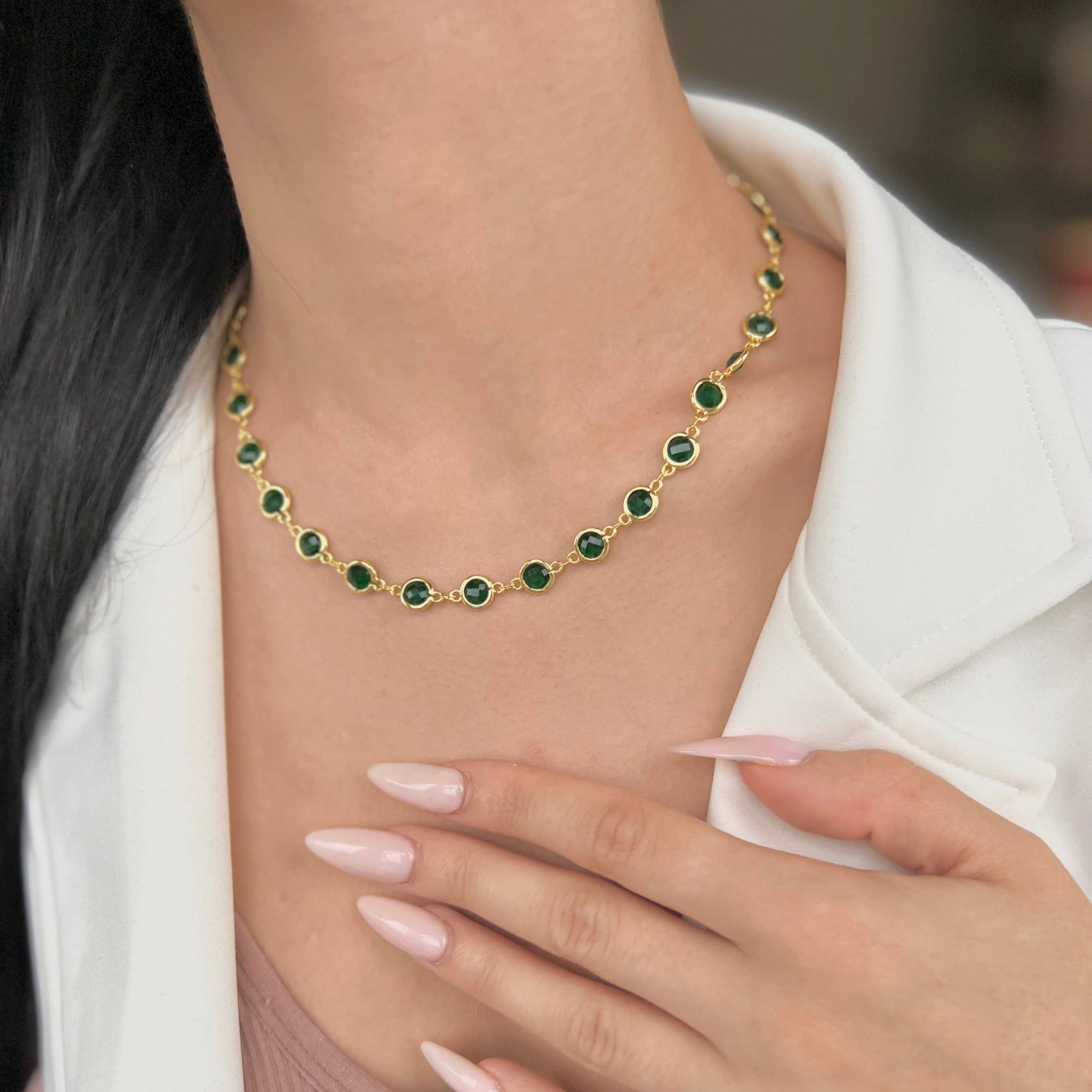 Rossie Jewellery – wholesale Beaded/pearl necklace – Emerald, Gold Gemstone, Beaded & Crystal Charm Necklaces3