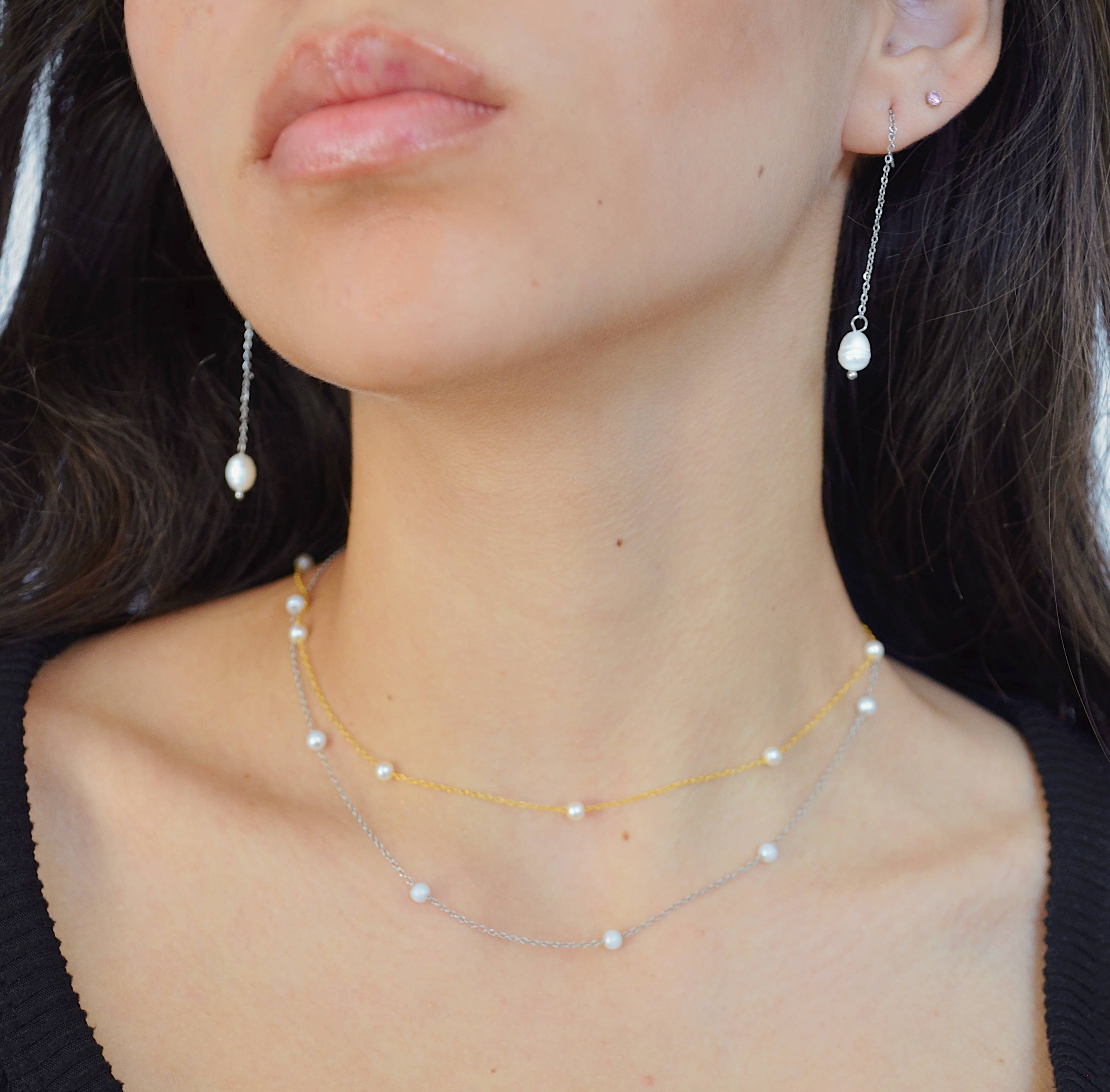 AzzaikJewelry - Wholesale Link & Chain Necklace - Minimalistic Pearl Chain Necklace11