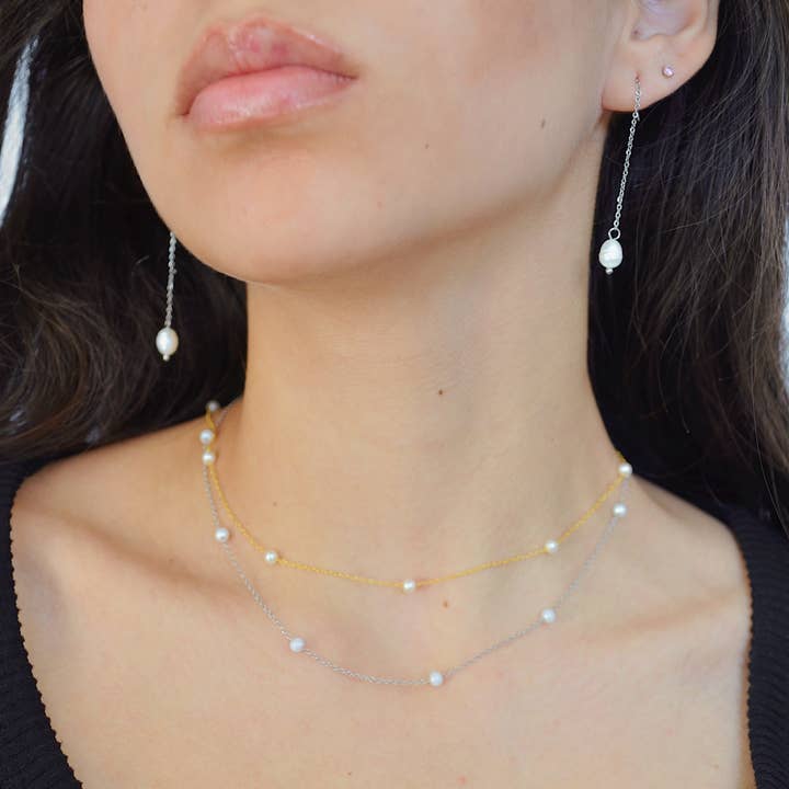 AzzaikJewelry - Wholesale Link & Chain Necklace - Minimalistic Pearl Chain Necklace11