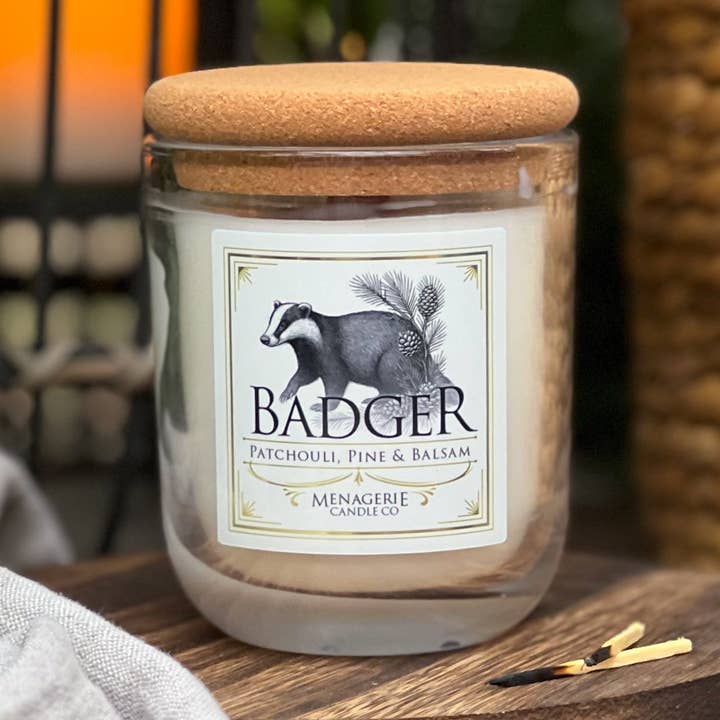 Badger - Patchouli, Pine & Balsam Candle for wholesale by Menagerie Candle Co.