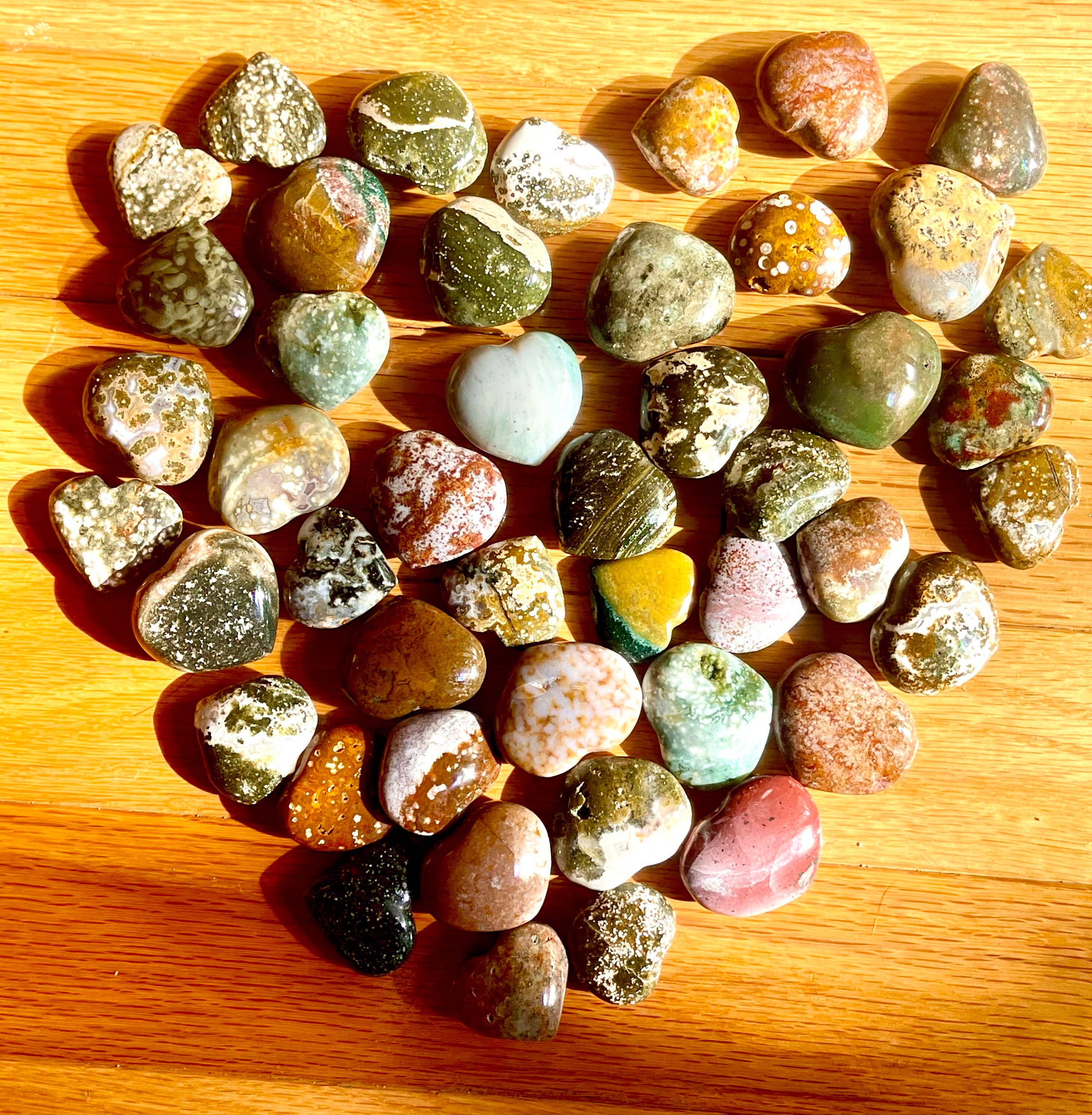 Tumbledshop - Wholesale Spiritual Stone/Crystal - Ocean Jasper Hearts, Jasper Crystal Heart, Puffy Hand Carved7