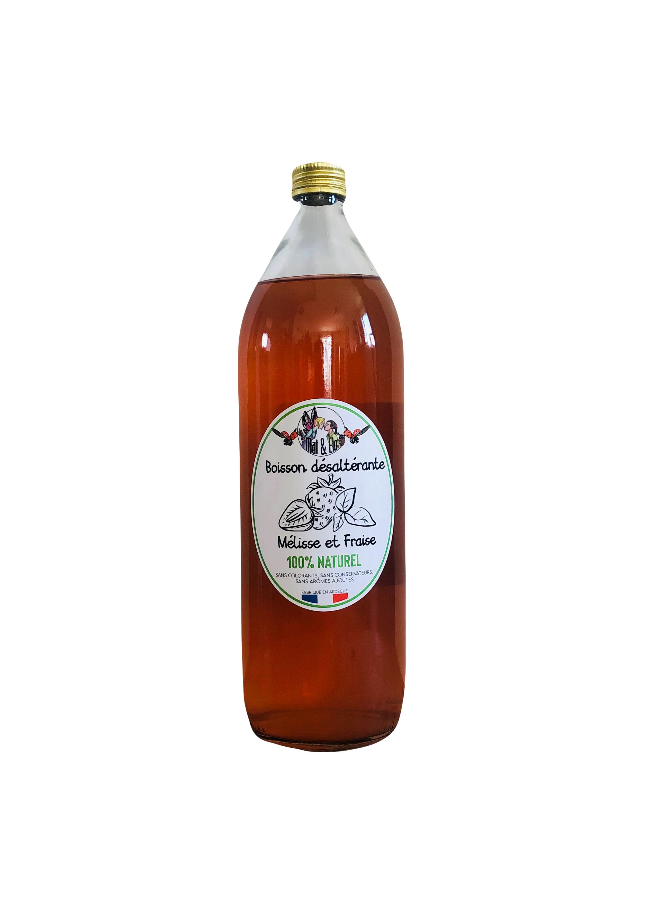 Mat & elo - Wholesale Non-Alcoholic Aperitif/Mocktail - Drink “Melissa and Strawberry” - 1 liter1