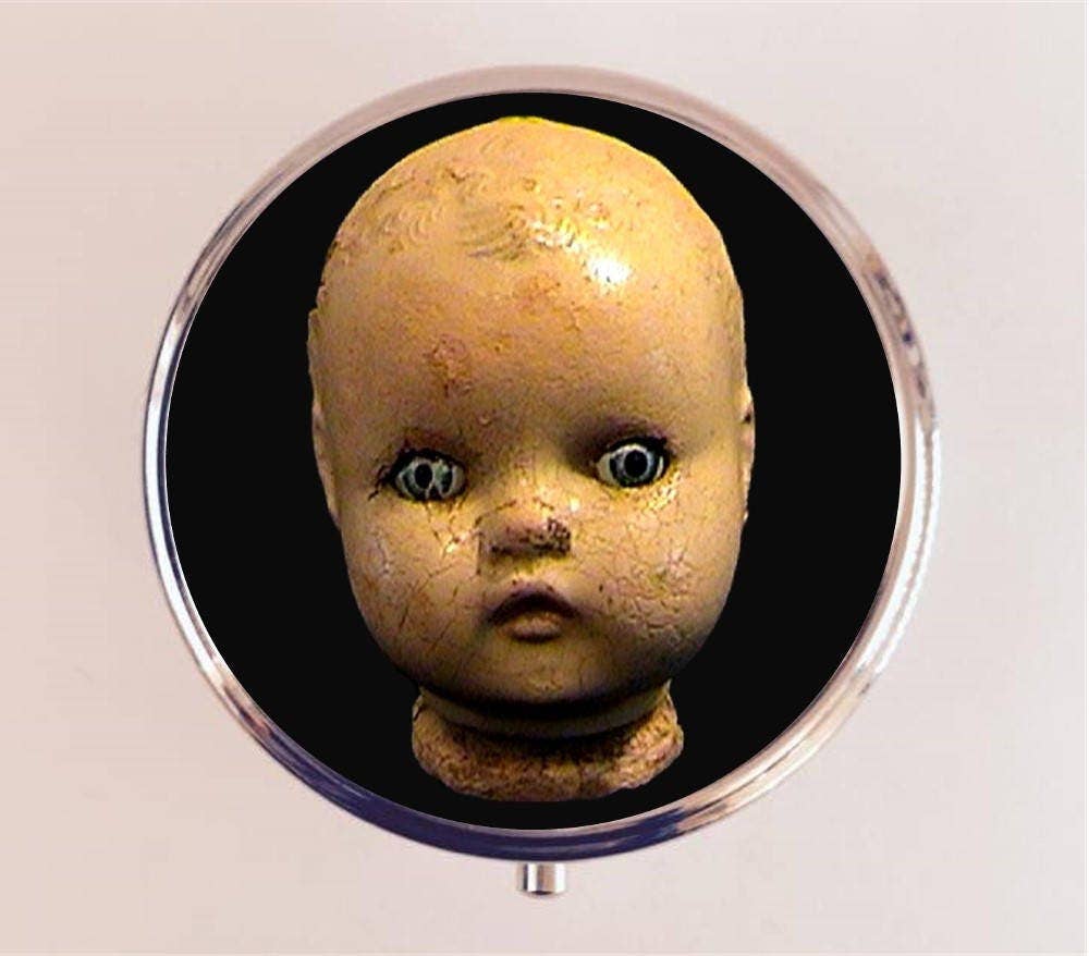 FringePop - Wholesale Pill Organizer - Doll Head Pill Box Case Pillbox Holder Trinket Stash Box Goth Gothic Creepy Victorian