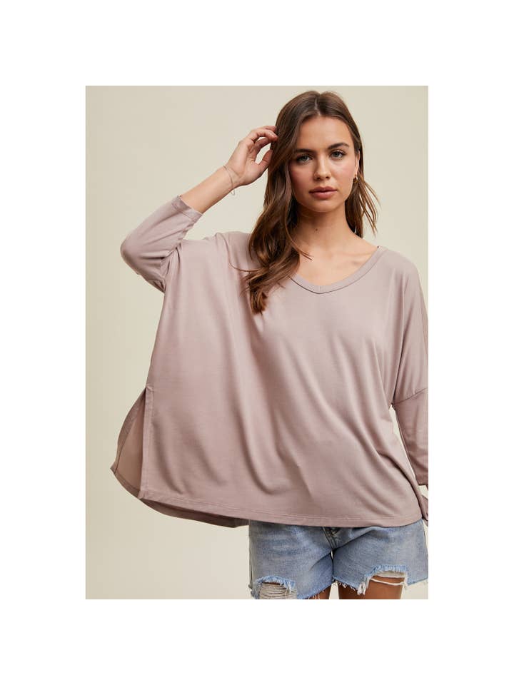Wishlist Apparel - Wholesale Knit Top - Women's - BAMBOO OVERSIZED DROP SHOULDER KNIT TOP / WL24-93818
