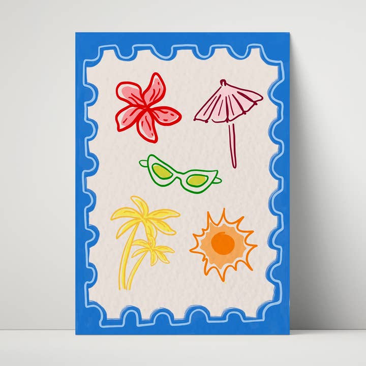 Blue Postcard Print for wholesale by Maddison Ball Creative