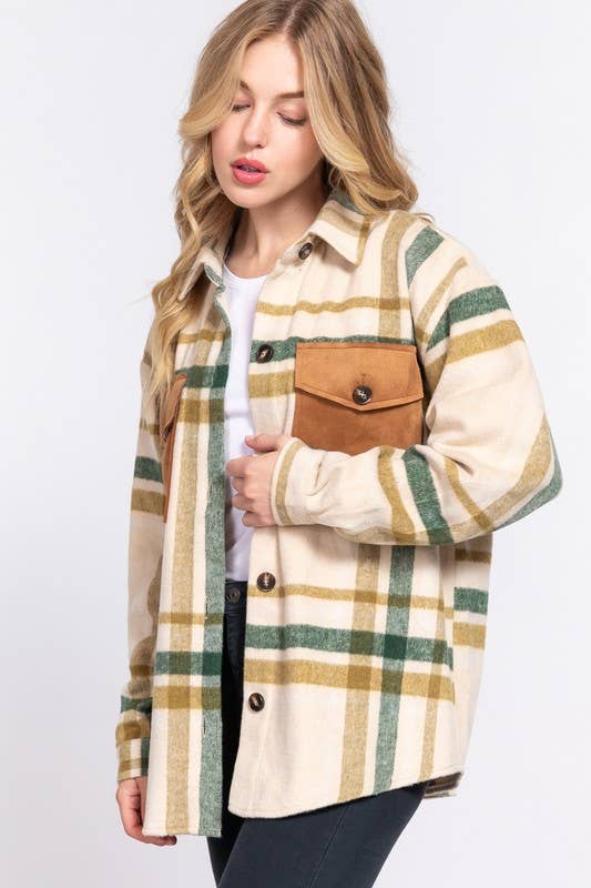 Vanilla Monkey - Vendita all'ingrosso Giacca a camicia - Donna - Shacket scozzese spazzolato2