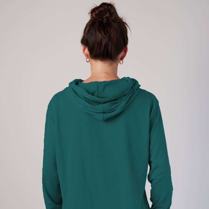 Mad Love Shop - Wholesale Hoodie - Women's - Ladies Green Lightweight Long Sleeve Hooded Tee Evergreens6
