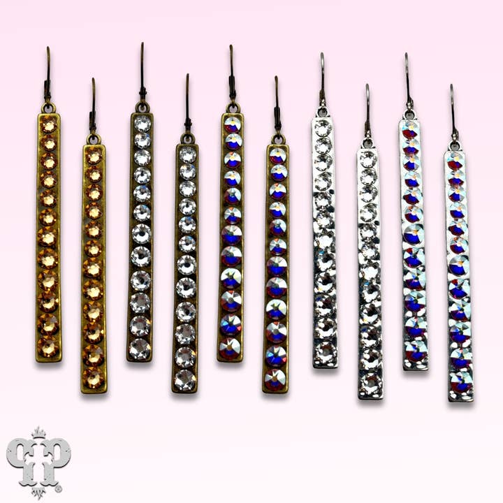 Pink Panache Brands - Wholesale Dangle Earrings - Sleek bar earring with Austrian crystals1