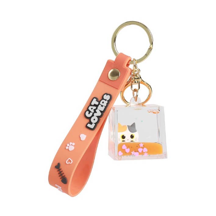 Portachiavi Liquid Cubo Orange Cat per la vendita all'ingrosso da parte di I-Total, I-Drink