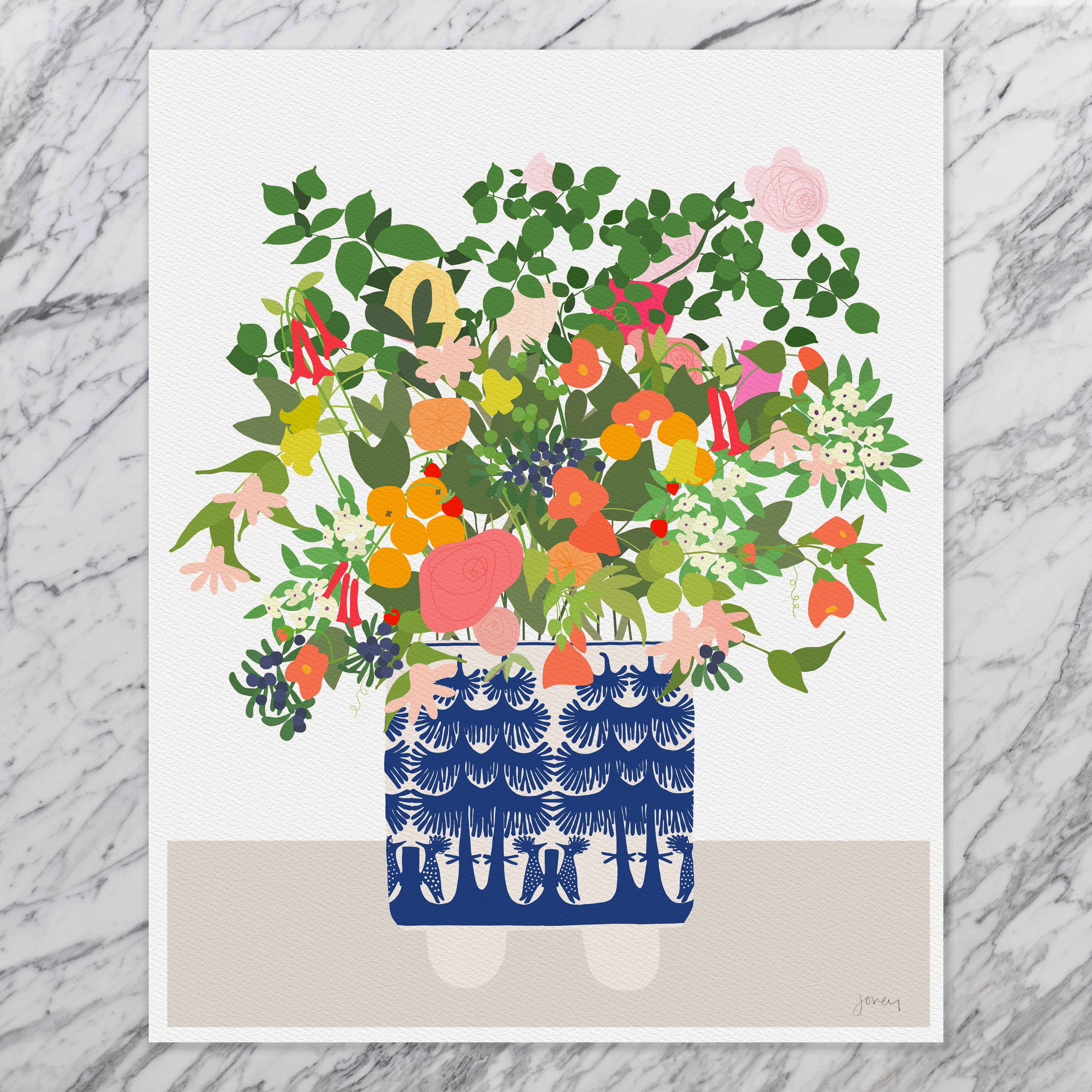 Jorey Hurley - Wholesale Art Print - Still Life Delft Blue Vase Print. Signed. Unframed. 2010082