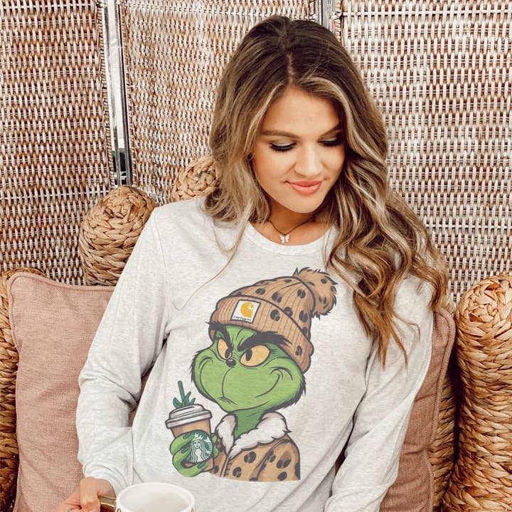 Boujee Grinch long sleeve tee for wholesale by RR Tees Wholesale