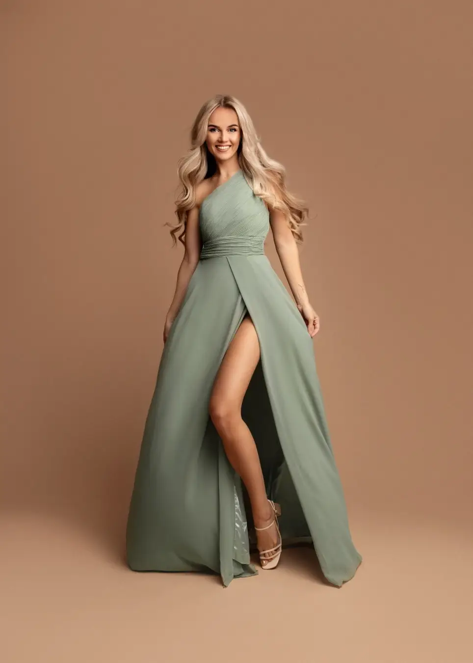 Eva & Lola - Epsilonn - Wholesale Gown - Women's - Long dress with slit at the thighs - R138611