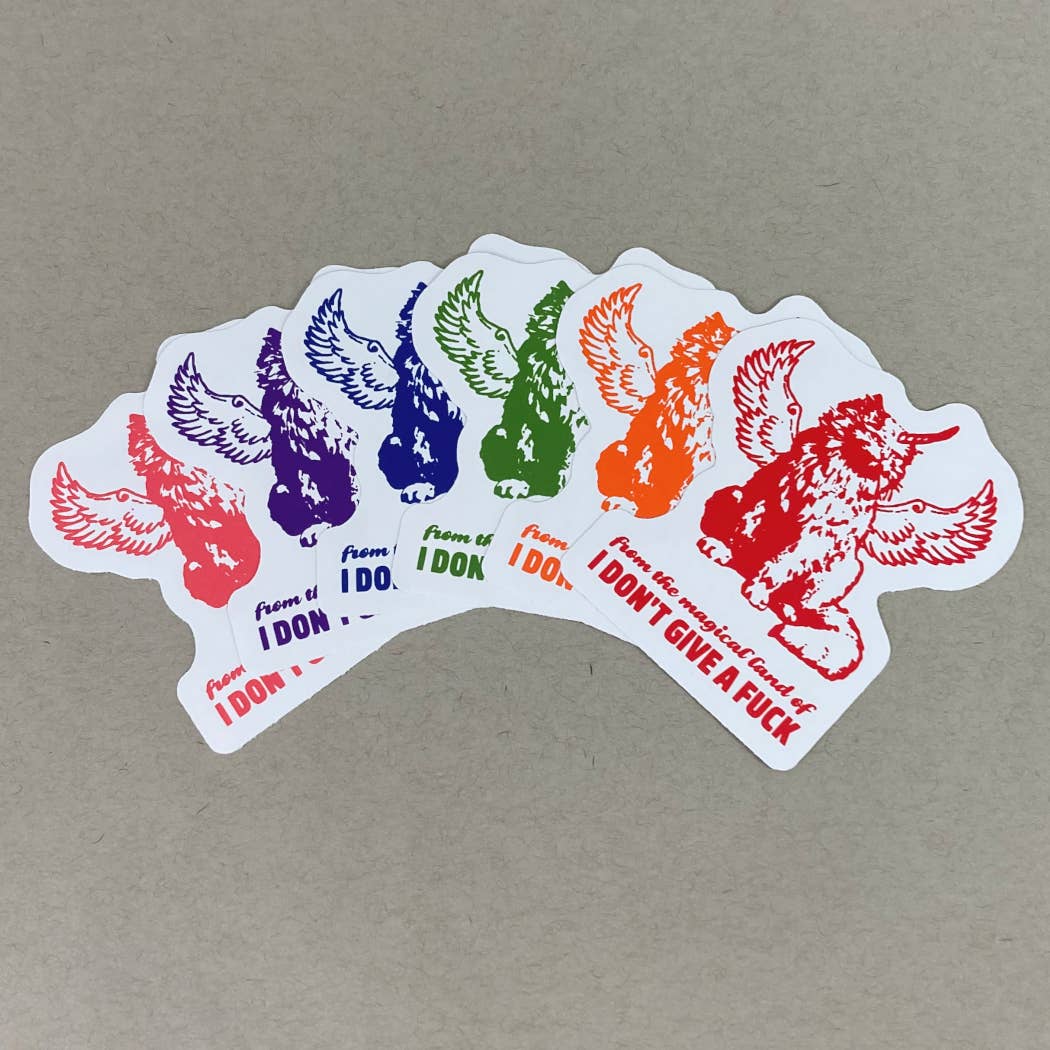 Rx Letterpress - Venta al por mayor Pegatina - Pegatina con forma de gato: La tierra mágica de «No me importa» [Explícito]1