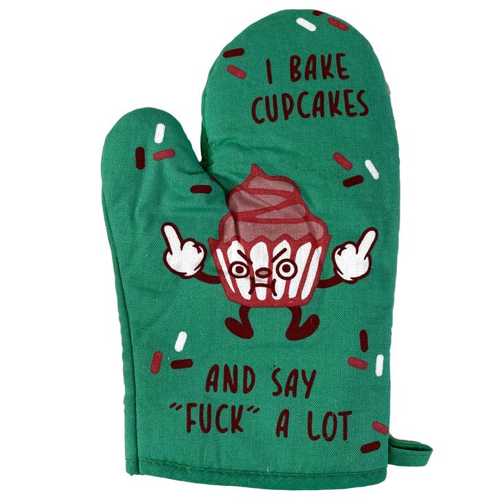 I Bake Cupcakes And Say Fuck A Lot Oven Mitt Sassy Mom Gift for wholesale by Crazy Dog T-Shirts