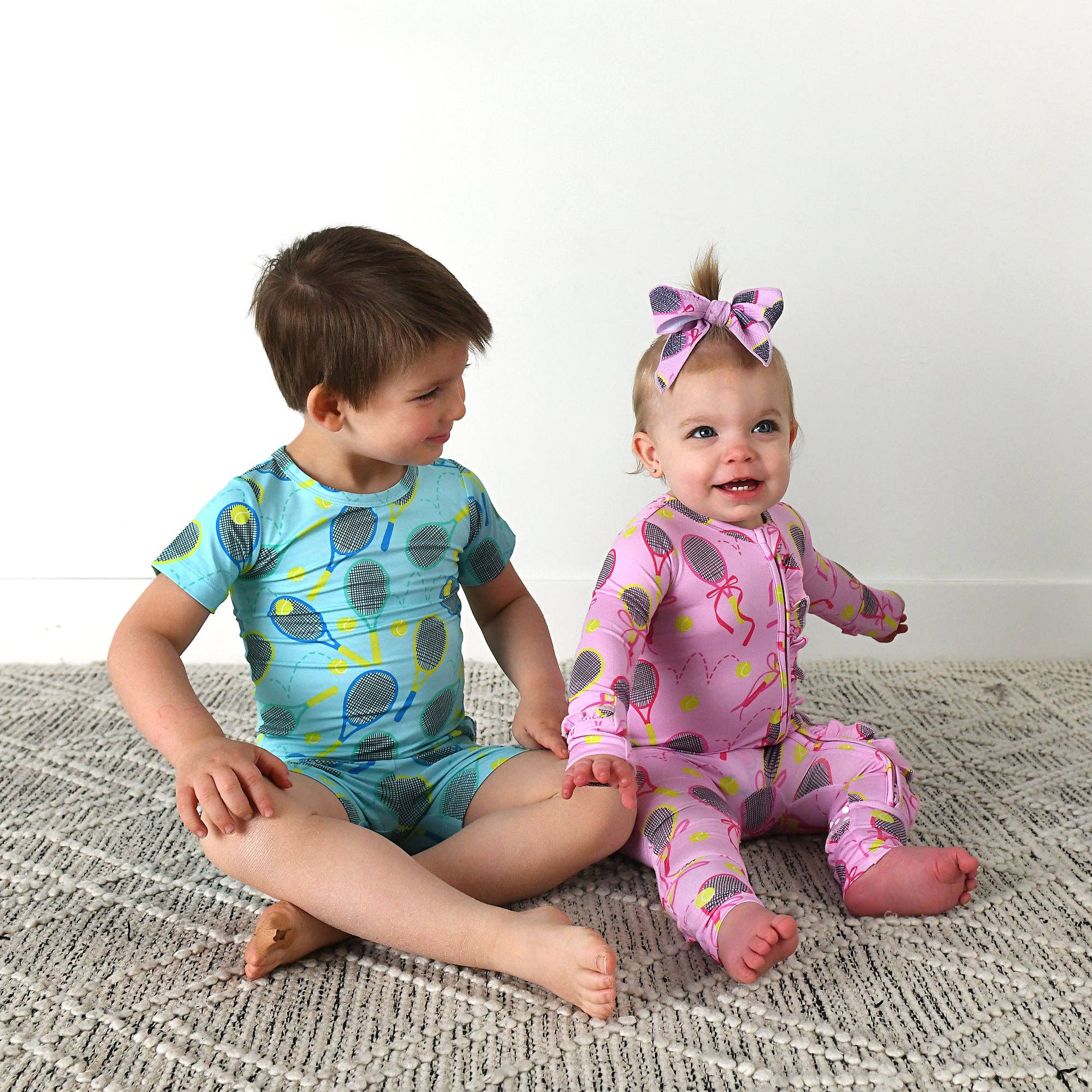 Gigi and Max - Wholesale Jumpsuit - Baby - Serena Pink Tennis Ruffle Zip Bamboo Baby Sleepies Kids 8