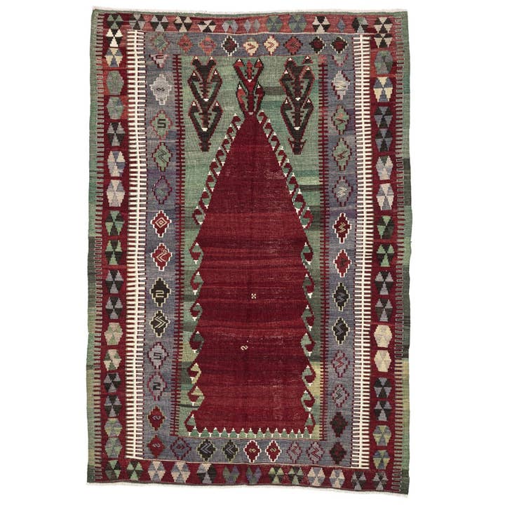 - (4'1'' x 6') Alfombra Kilim Tribal Hecha a Mano para venta al por mayor de Rugtolia