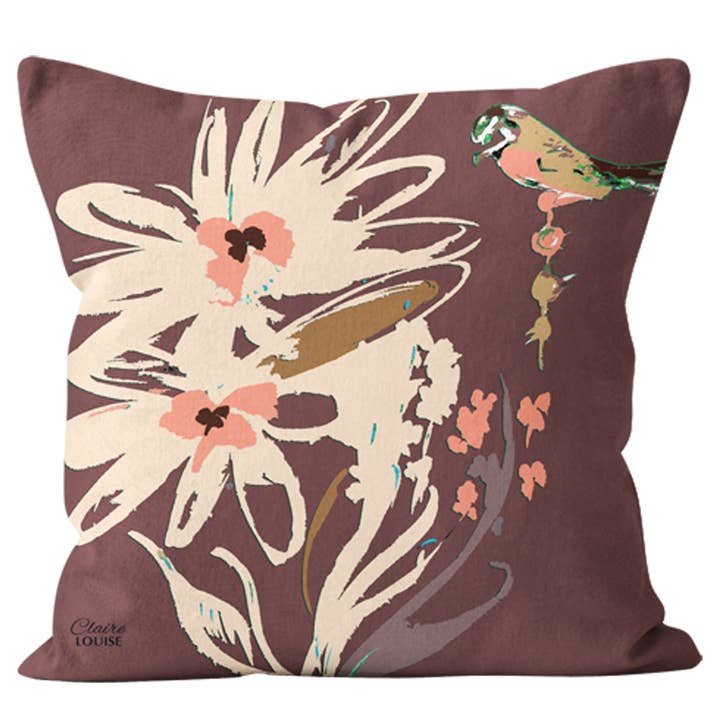 Flora Pop Mahogany Brown Cushion for wholesale by Claire Louise