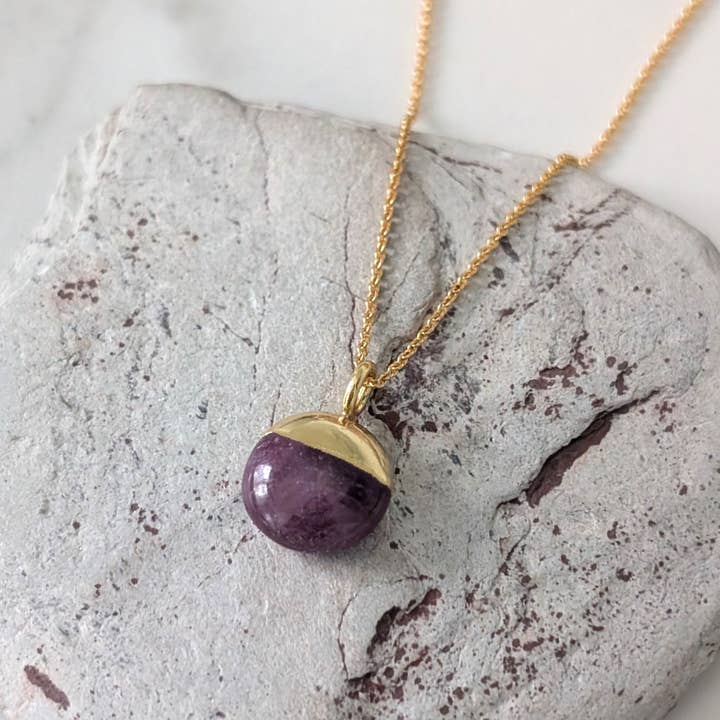 The Orb Ruby July Birthstone Necklace for wholesale by Lapis London