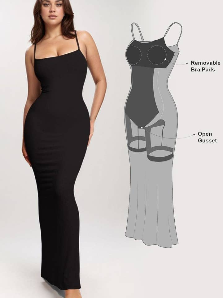 Vestido maxi sem mangas Basic Bae Integrado Shapewear por atacado de ClassiQ