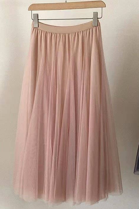 Rosa Clothing - Wholesale Skirt - Women's - 20 colors Ethereal Flowy Elastic Waist Pleated Tulle Skirt18