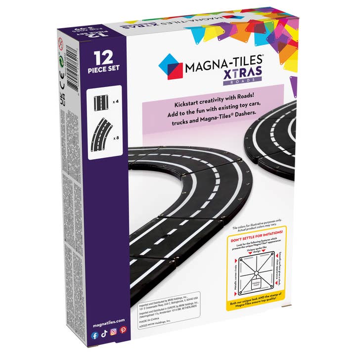 Magna-Tiles - Wholesale Building Set - Kids - Magna-Tiles Xtras: Roads 12-Piece Set1
