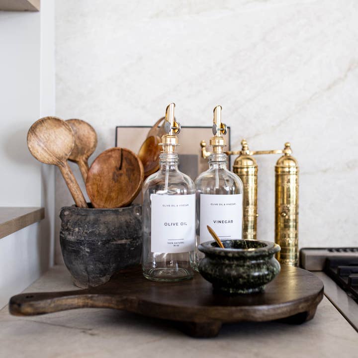 Luxe B Co - Wholesale Oil/Vinegar Dispenser - Olive Oil & Vinegar Glass Clear Bottles