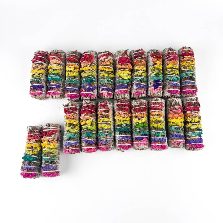 GREENROOTS USA LLC - Wholesale Sage Bundle - 7 Chakra Sinuata Flower White Sage 4" Organic Grown In Cali24